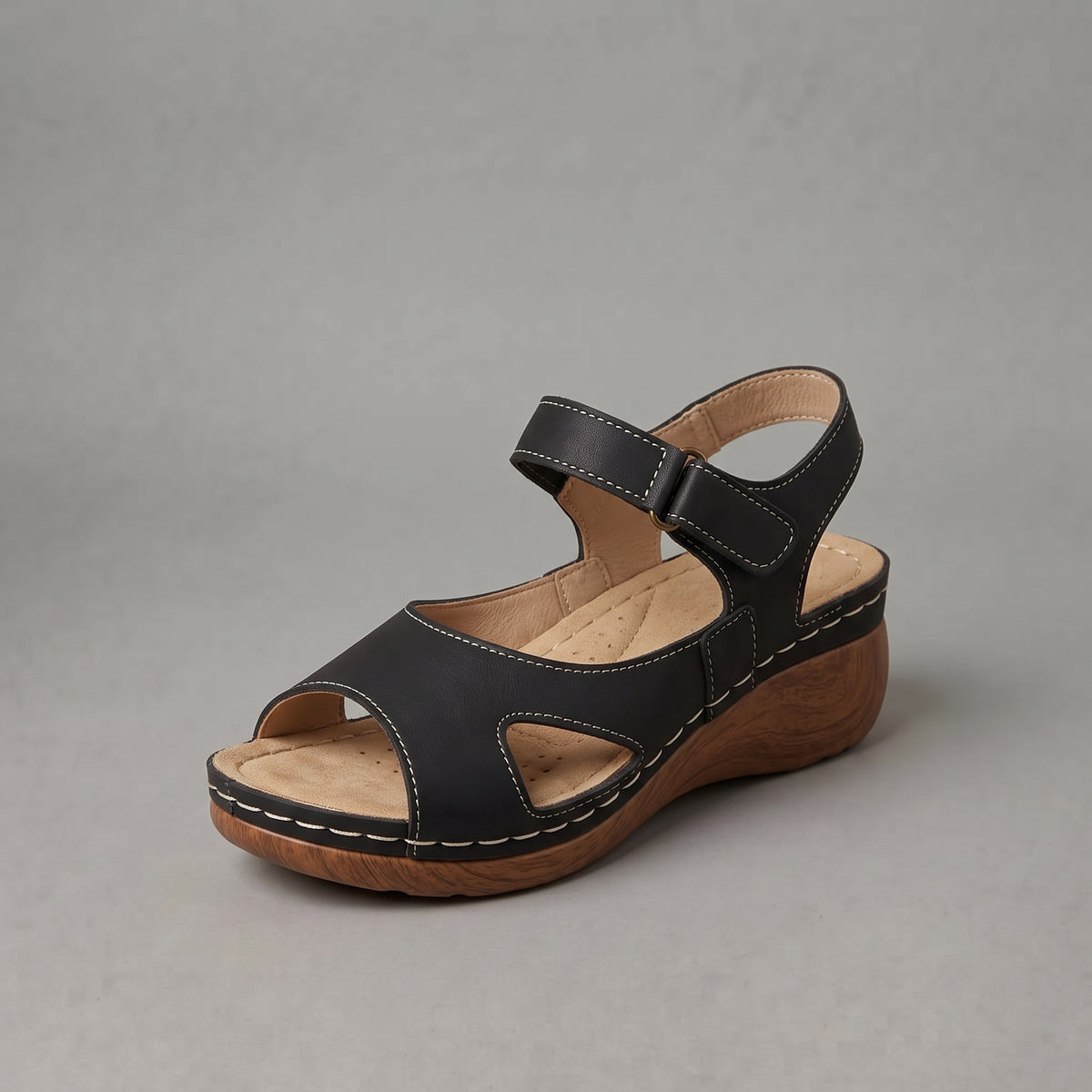 Sandales Compensées Cuir Véritable Confort