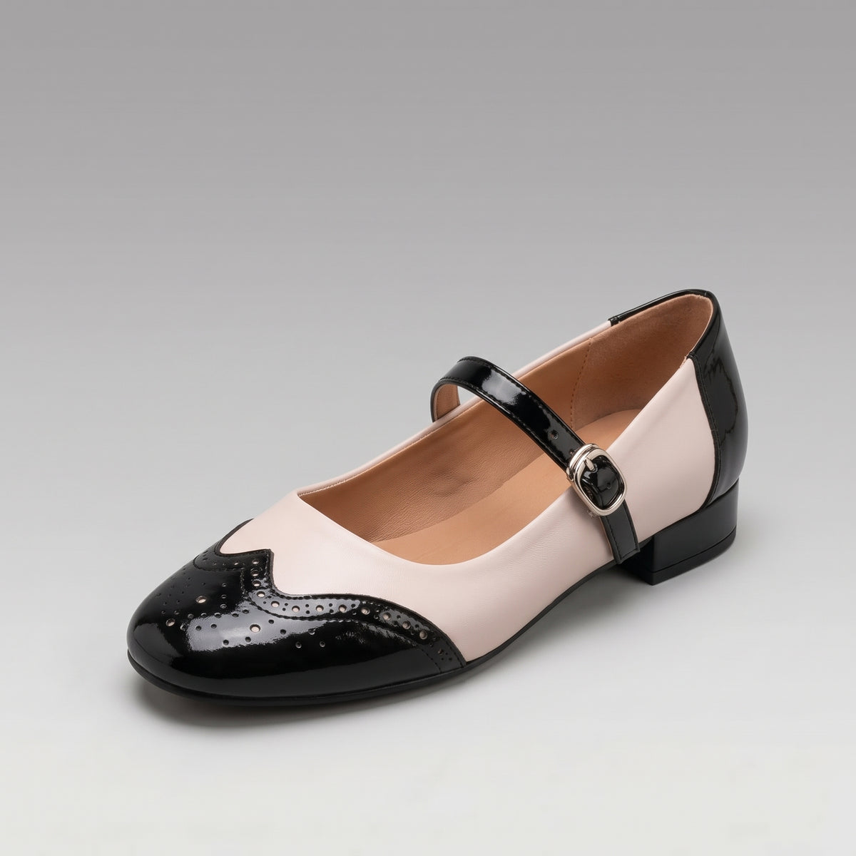 Chaussures Mary Jane Bicolores Carrées