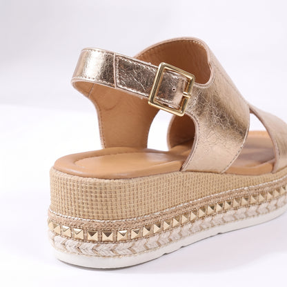 Sandales Compensées Élégantes pour Femme Design Ajouré à Bout Ouvert