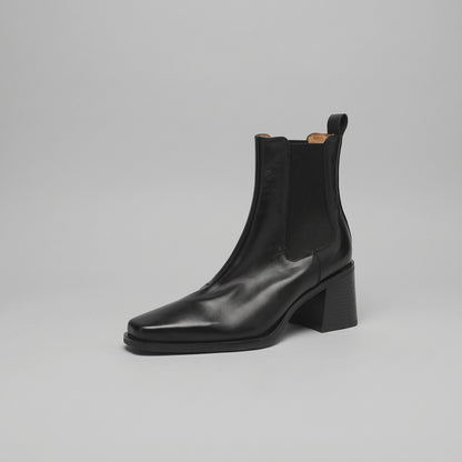 Bottines Chelsea Cuir Carrées Talon