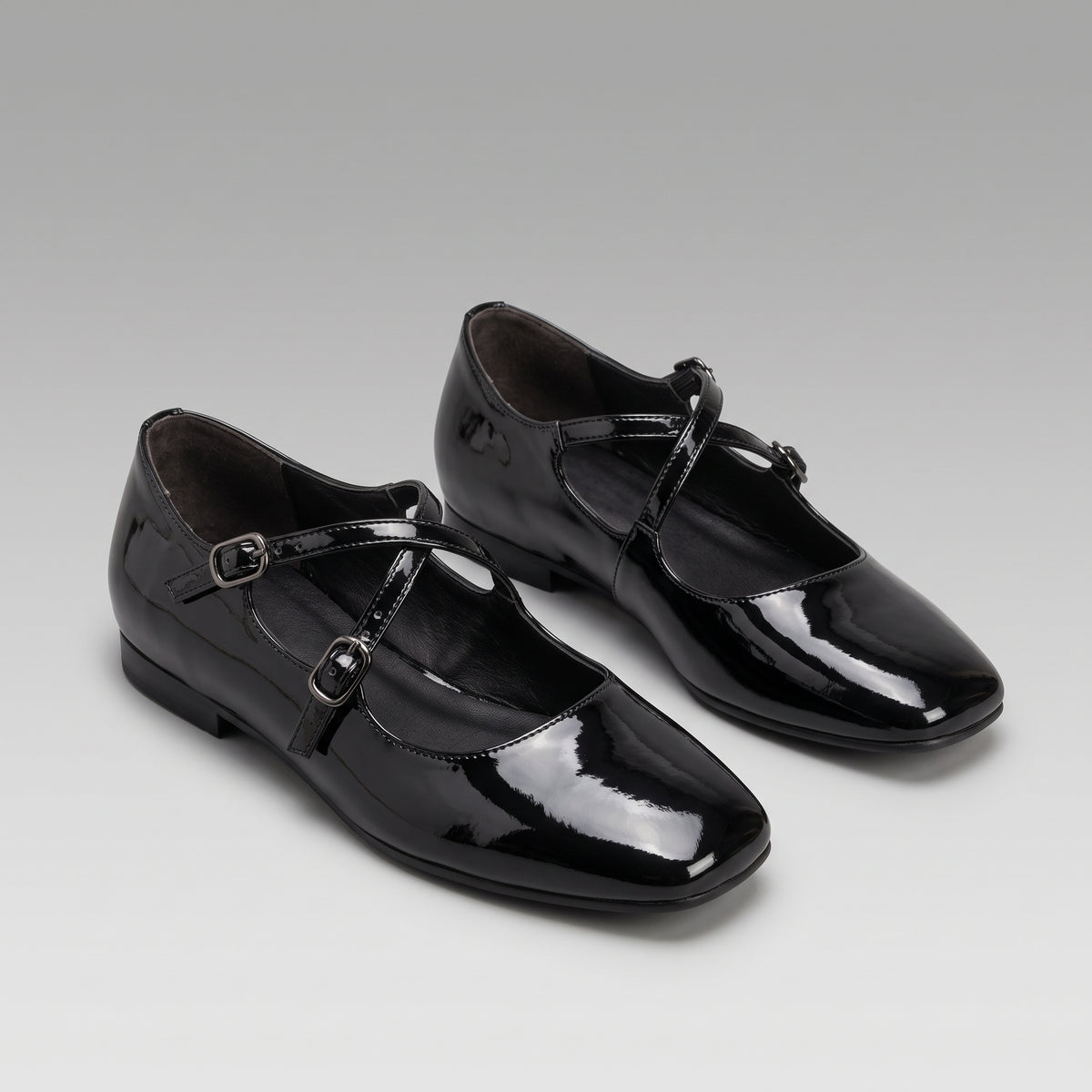Ballerines Mary Jane Argentées Carrées
