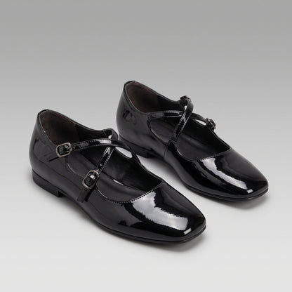 Ballerines Mary Jane Argentées Carrées