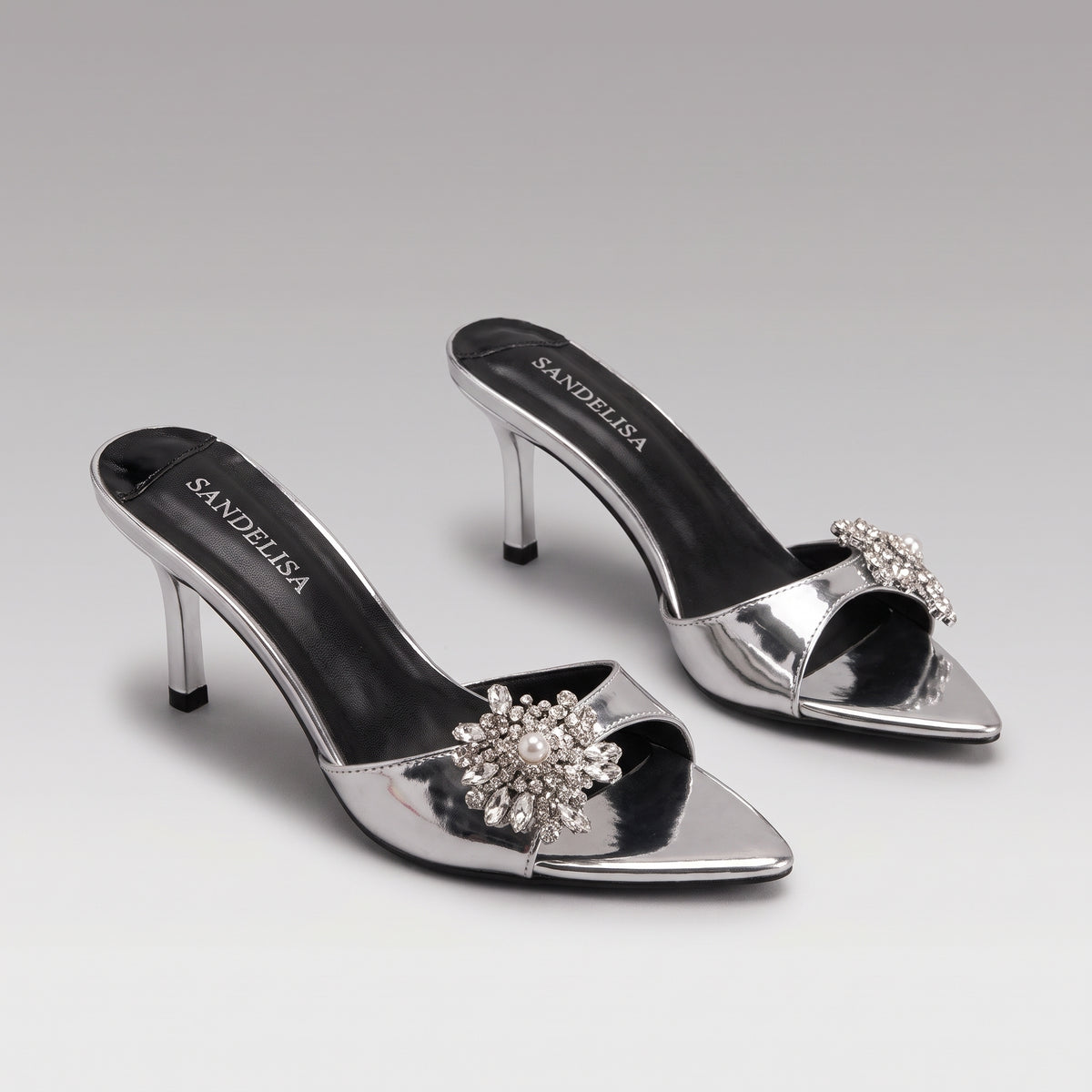 Mules Strass et Talon Aiguille pour Femme