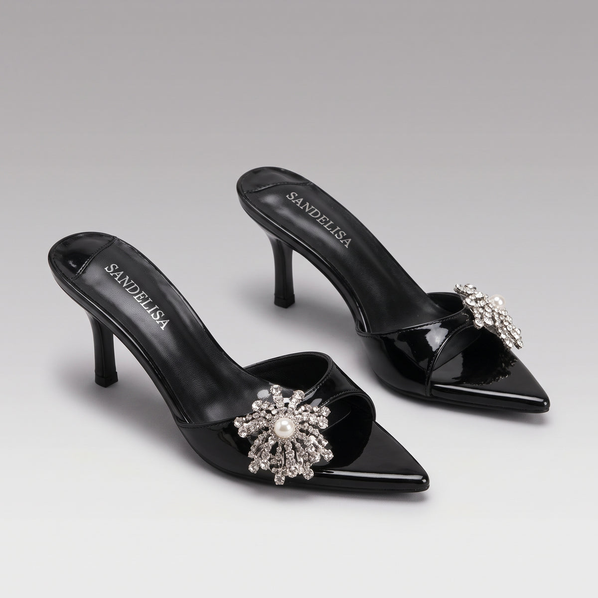 Mules Strass et Talon Aiguille pour Femme