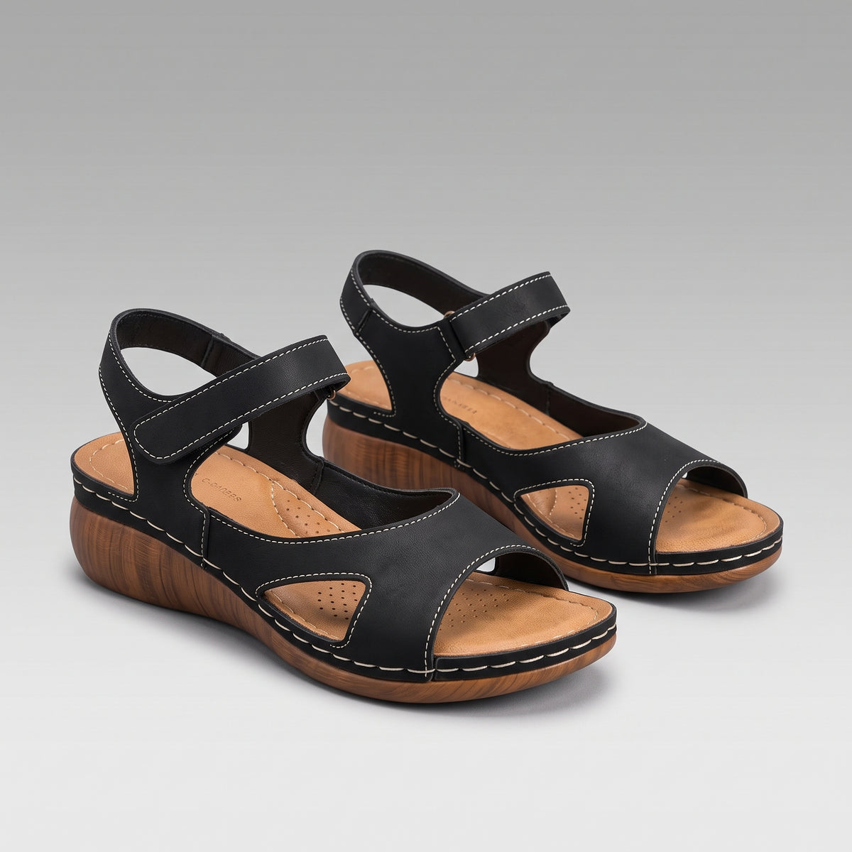 Sandales Compensées Cuir Véritable Confort