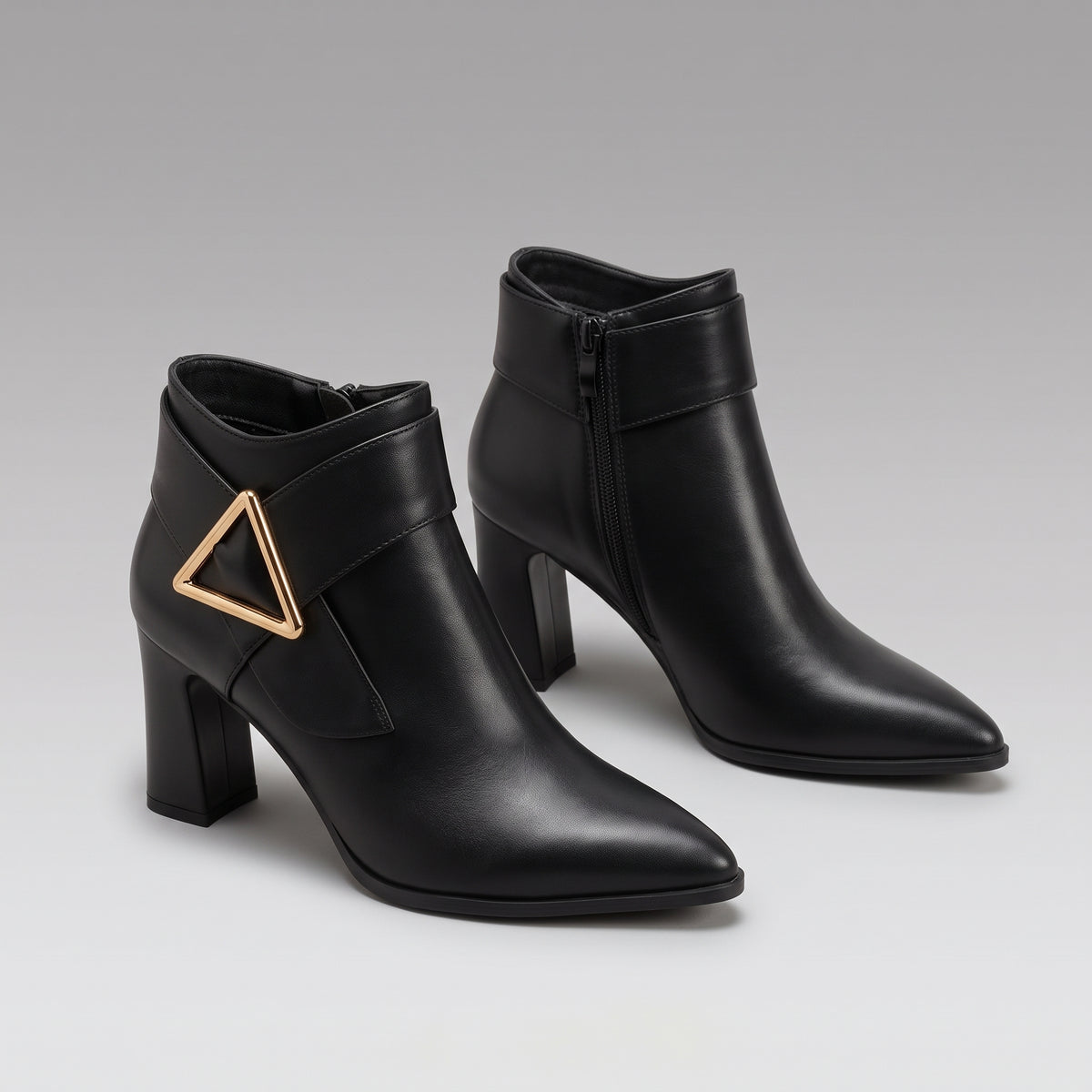 Bottines Élégantes à Talon Épais Boucle Ceinture