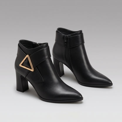 Bottines Élégantes à Talon Épais Boucle Ceinture