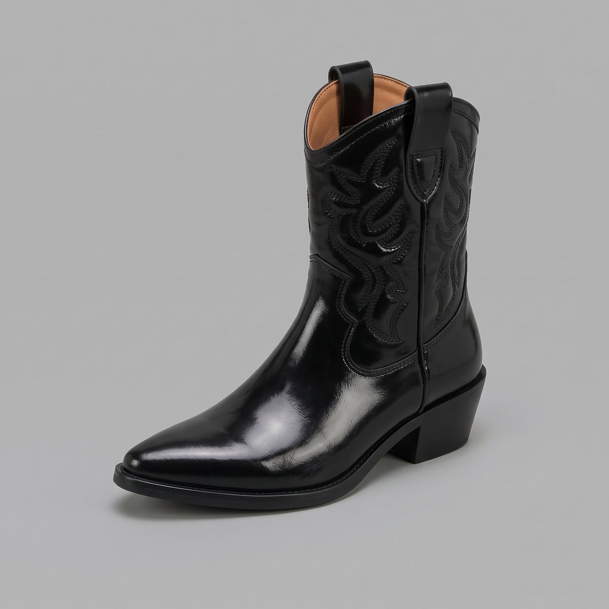 Bottines Western Cuir Carrées Talon