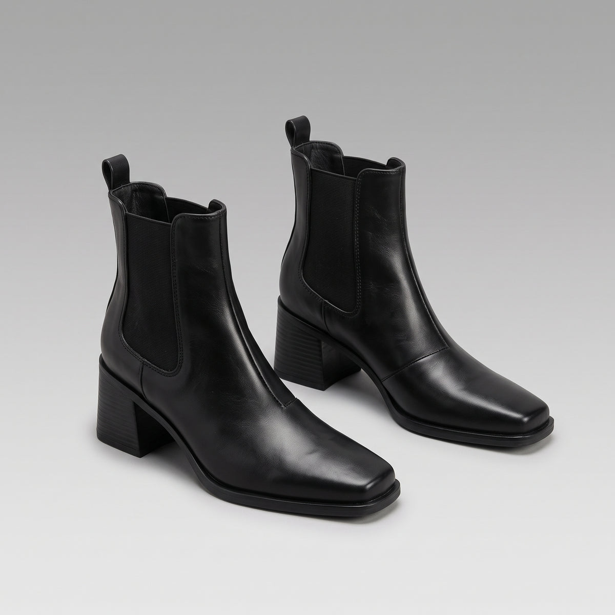 Bottines Chelsea Cuir Carrées Talon