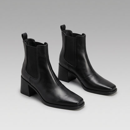 Bottines Chelsea Cuir Carrées Talon