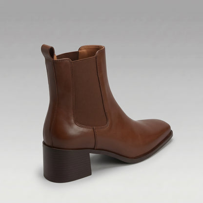 Bottines Chelsea Cuir Carrées Talon