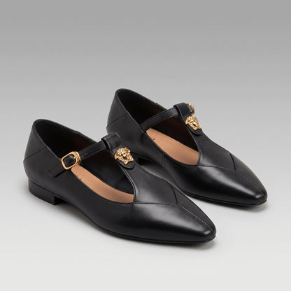 Mocassins Élégants à Bride en T et Bout Carré