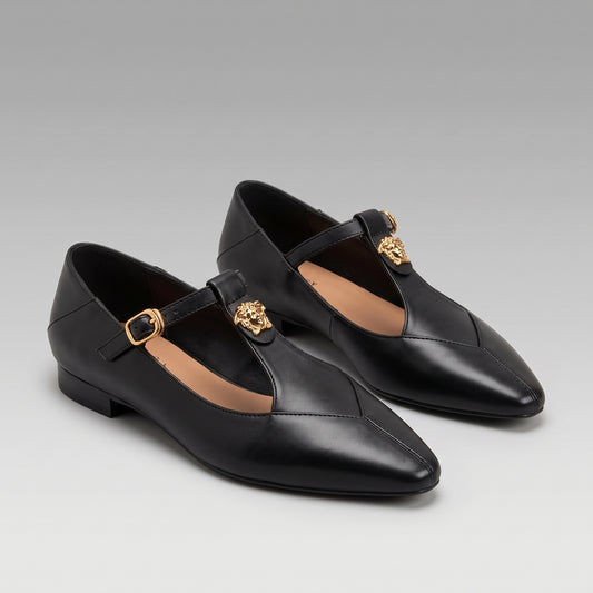 Mocassins Élégants à Bride en T et Bout Carré