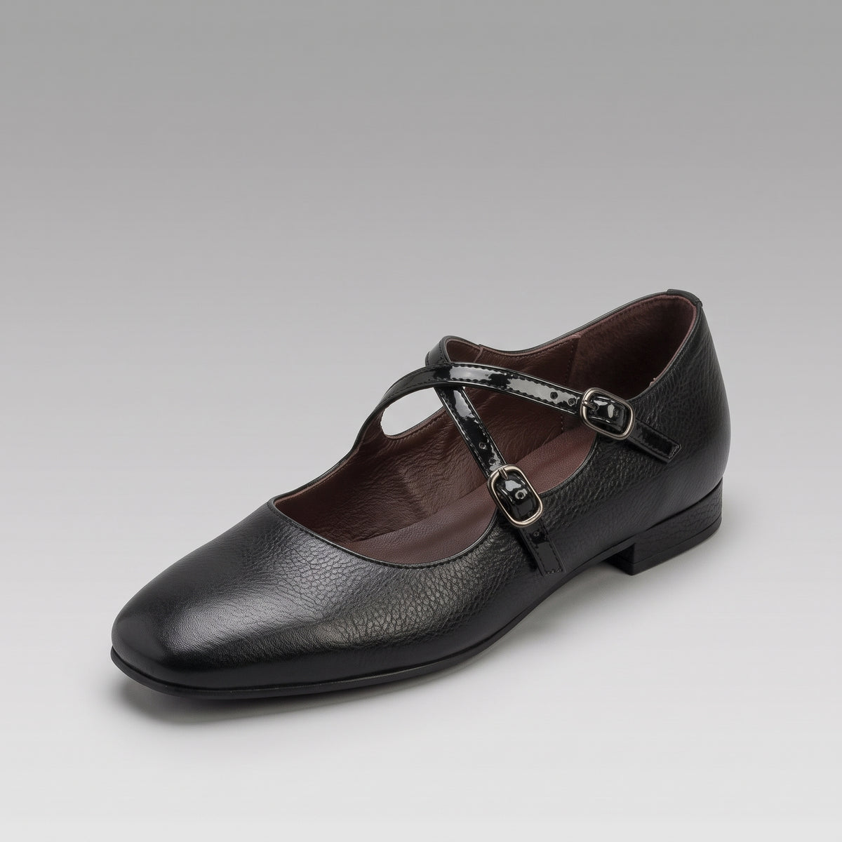 Ballerines Mary Jane Argentées Carrées