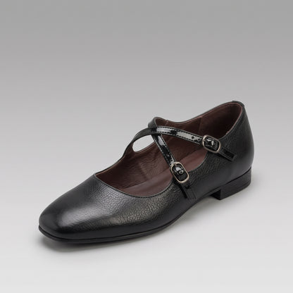 Ballerines Mary Jane Argentées Carrées