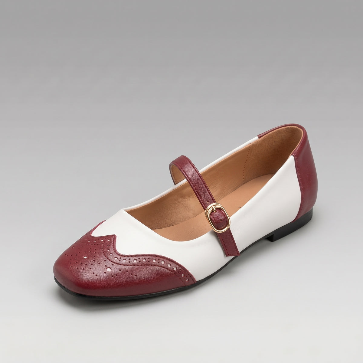 Chaussures Mary Jane Bicolores Carrées