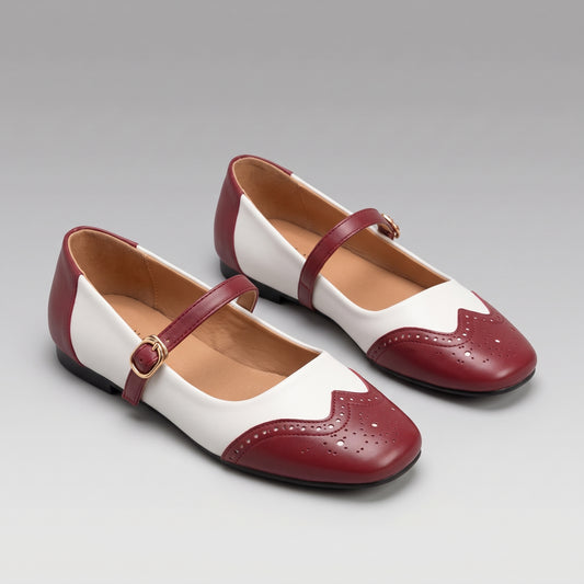 Chaussures Mary Jane Bicolores Carrées