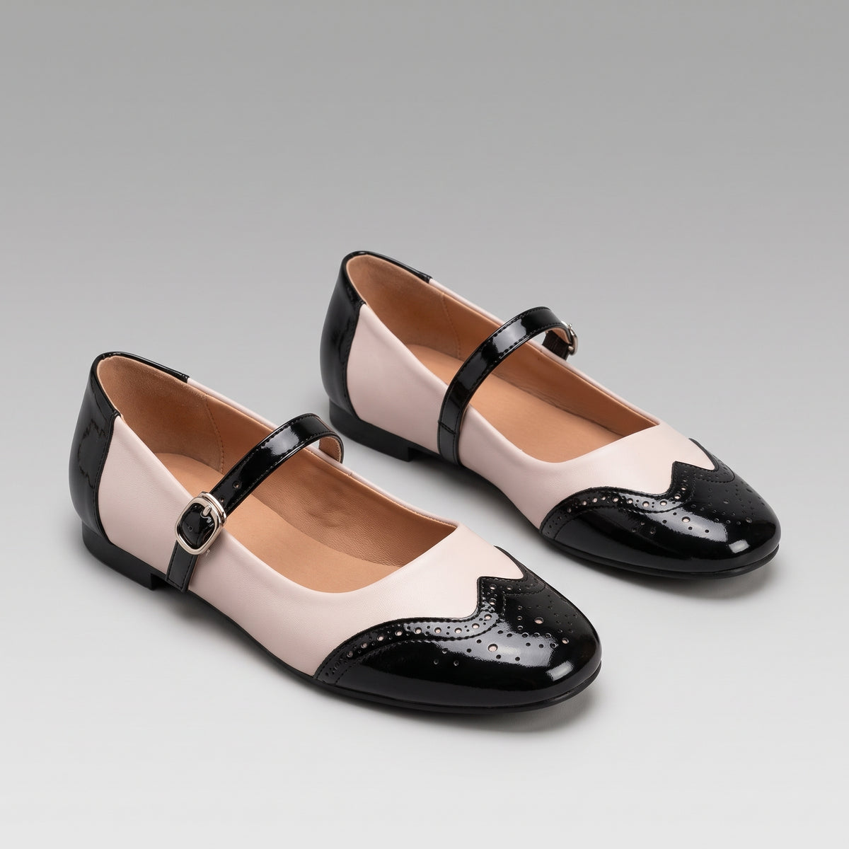 Chaussures Mary Jane Bicolores Carrées
