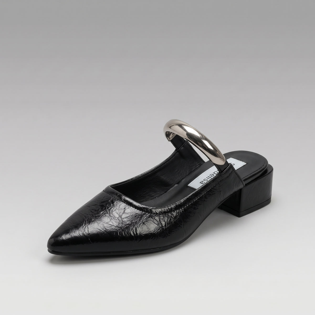 Mules à Boucle Dorée Talon Épais