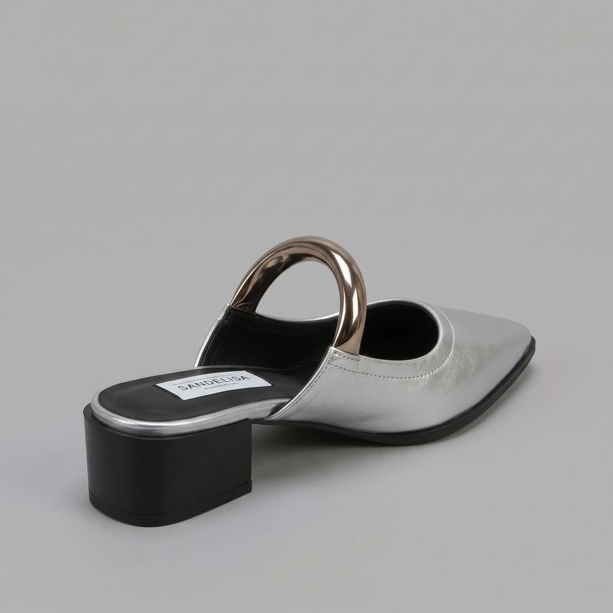 Mules à Boucle Dorée Talon Épais