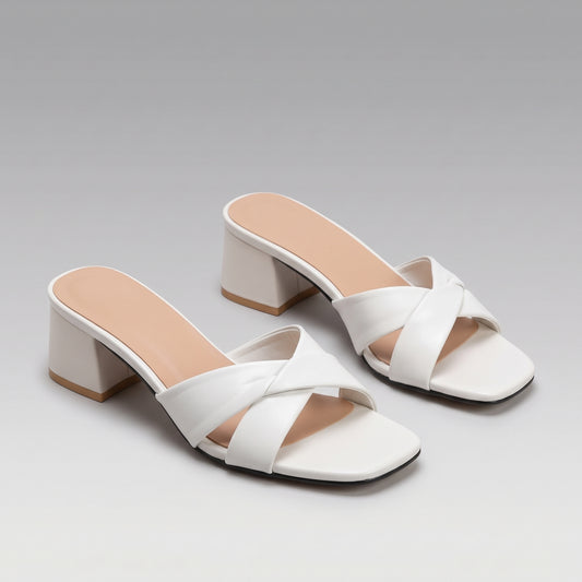 Mules Carrées à Talon Épais Moyen pour Femme