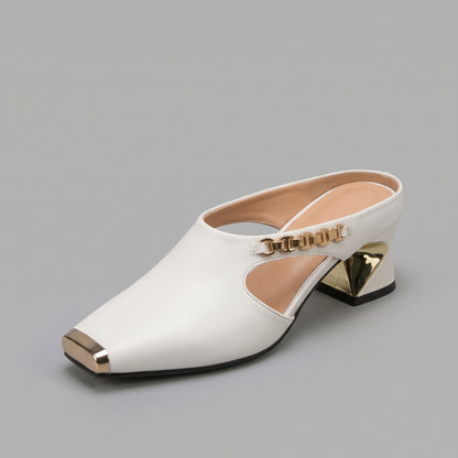 Mules Carrées à Talon Épais pour Femme