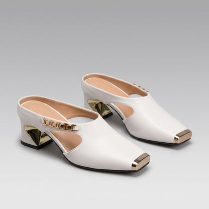 Mules Carrées à Talon Épais pour Femme
