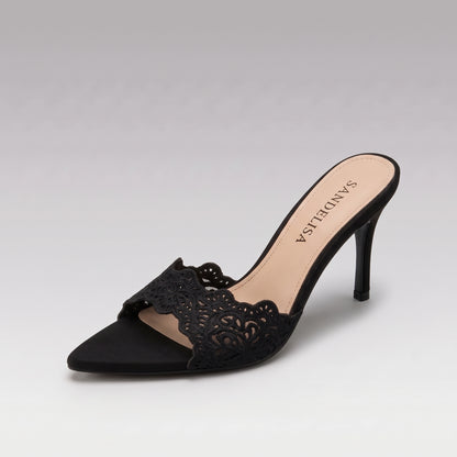 Mules Dentelle à Talon Aiguille Femme