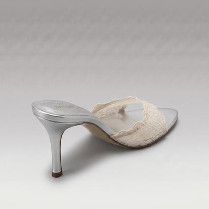 Mules Dentelle à Talon Aiguille Femme