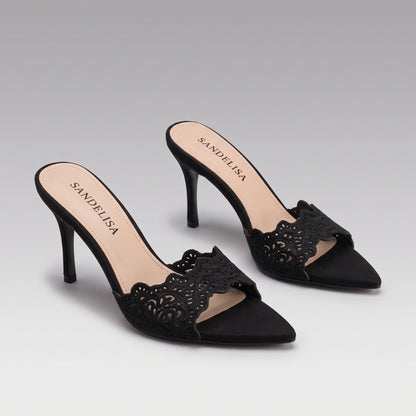 Mules Dentelle à Talon Aiguille Femme