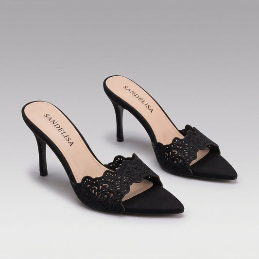 Mules Dentelle à Talon Aiguille Femme