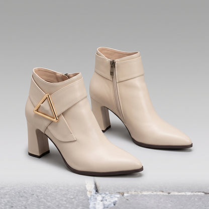 Bottines Élégantes à Talon Épais Boucle Ceinture