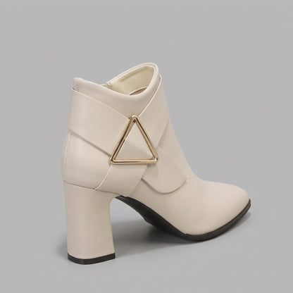 Bottines Élégantes à Talon Épais Boucle Ceinture