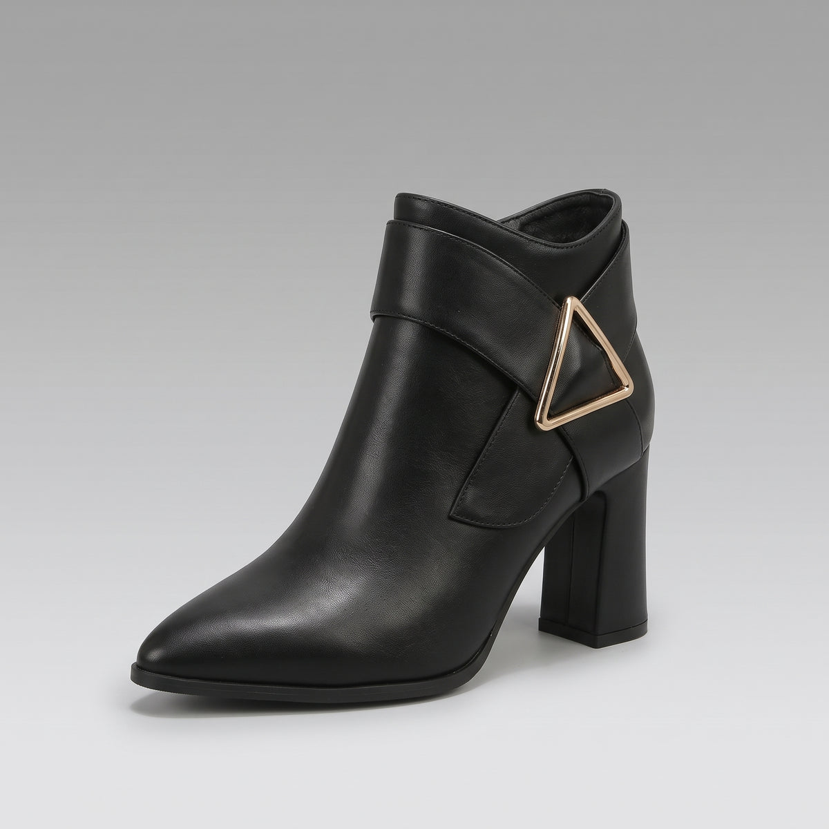 Bottines Élégantes à Talon Épais Boucle Ceinture