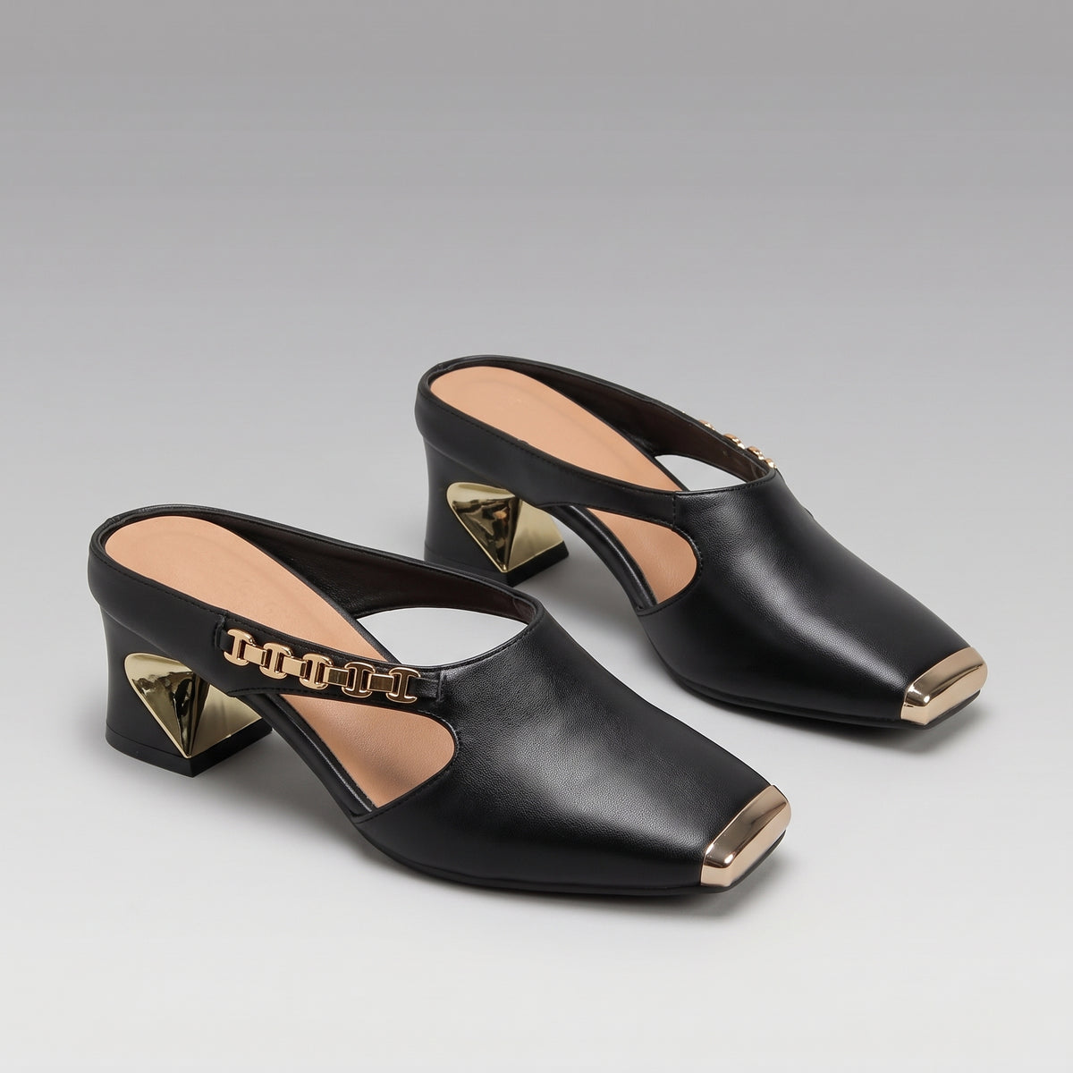 Mules Carrées à Talon Épais pour Femme