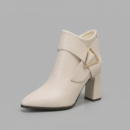 Bottines Élégantes à Talon Épais Boucle Ceinture