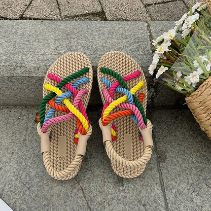 2026 Women's Bohemian Rainbow Rope Sandals