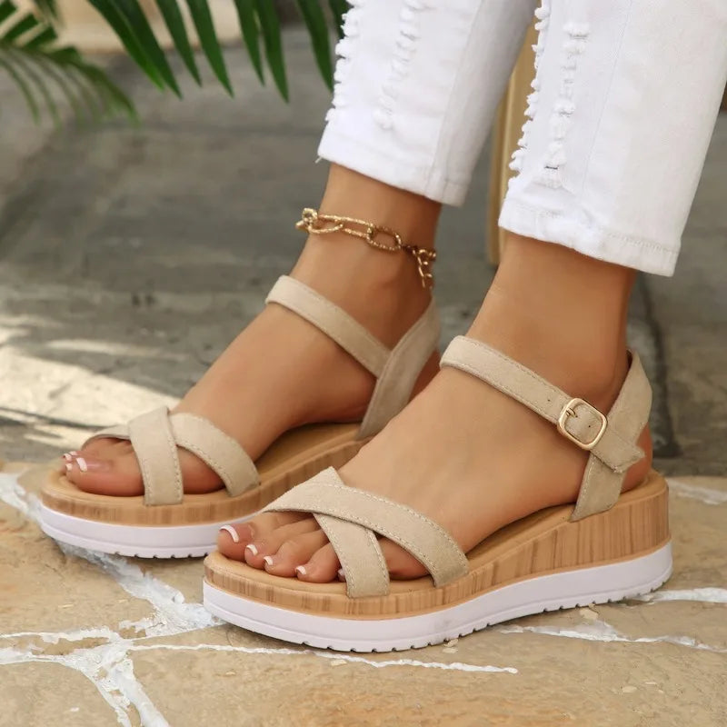 2026 Women's Cross Strap Wedge Sandals