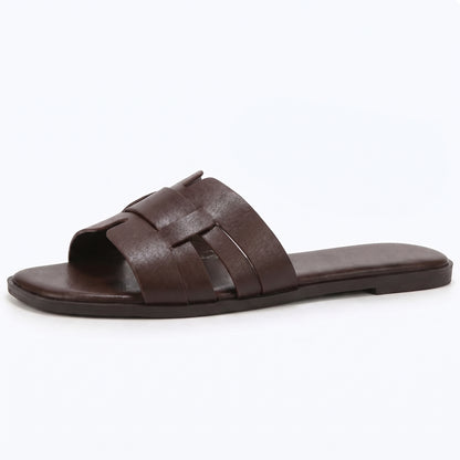2026 Women’s Square-Toe Flat Slide Sandals – Chic Beach & Outdoor Slippers